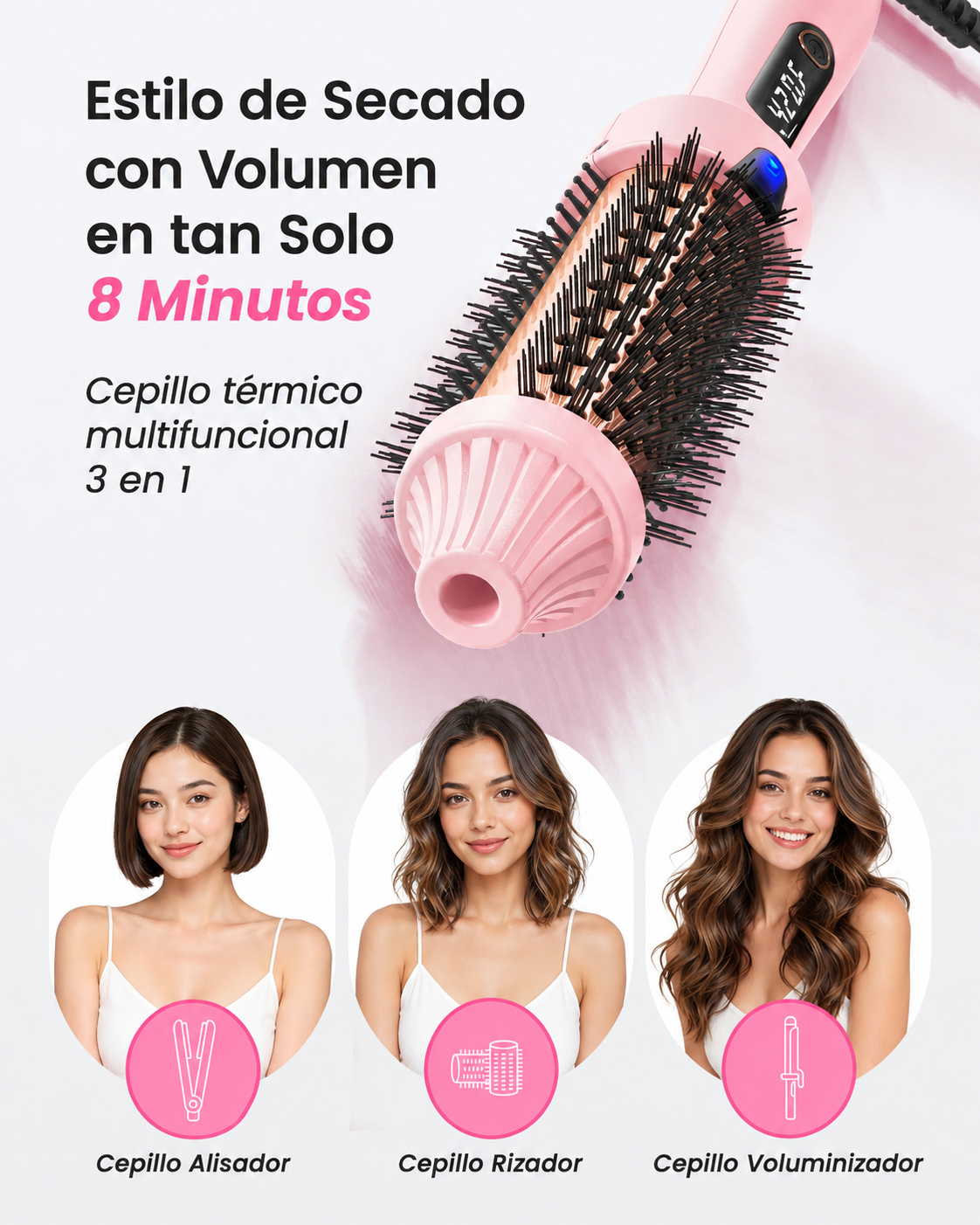 Cepillo térmico iónico 3 en 1